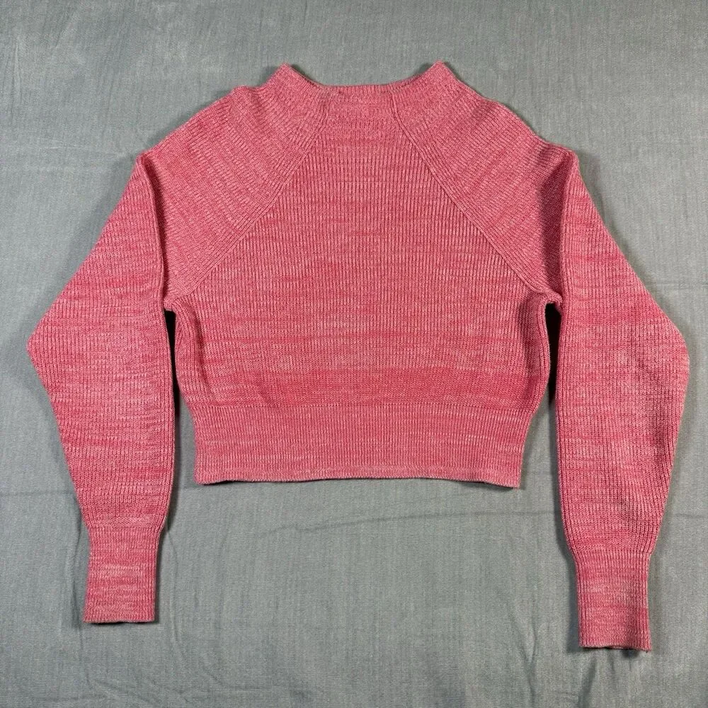 Free People Too Good Pink Cropped Pullover Knit Sweater Women Size XS Barbiecore